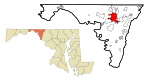 Washington County Maryland Incorporated and Unincorporated areas Hagerstown Highlighted